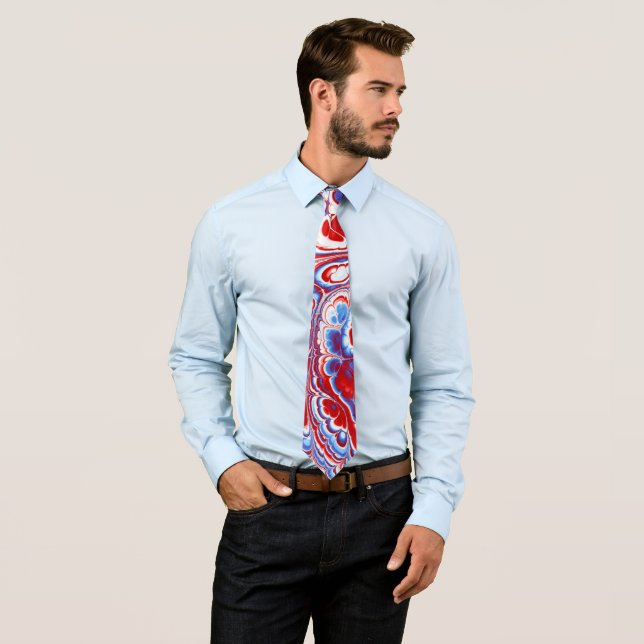 Patriotic Marble Flow Abstract Tie (In Situ)