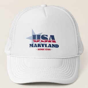Patriotic Maryland Typography Trucker Hat