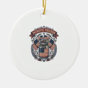 Patriotic Mason Jar Country Life Ceramic Tree Decoration