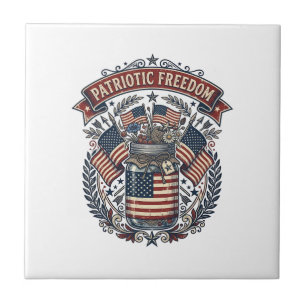 Patriotic Mason Jar Country Life Tile