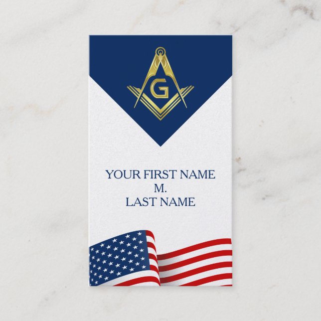 Patriotic Masonic Business Cards | Flag Freemason (Front)