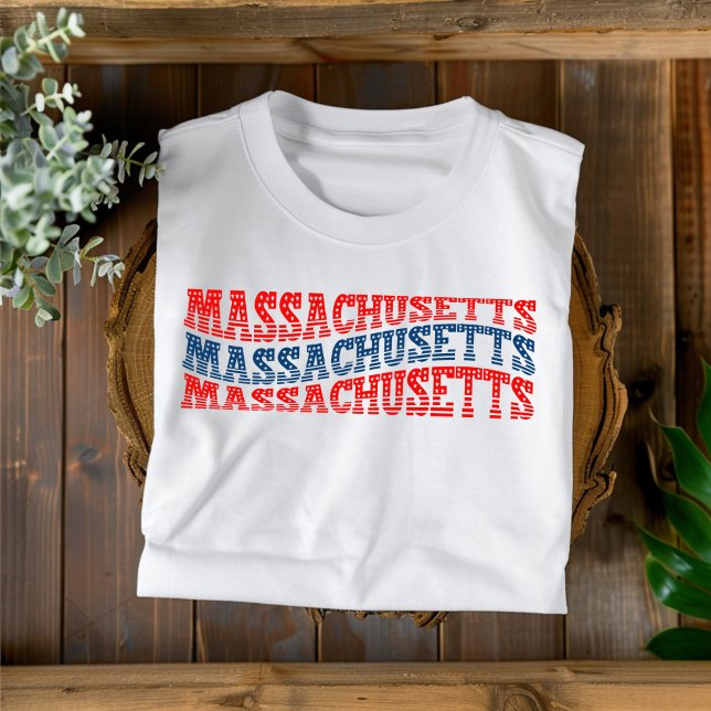 Patriotic Massachusetts Red and Blue Boho T-Shirt  (Creator Uploaded)