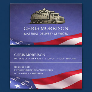 Patriotic Material Delivery Services Truck Business Card
