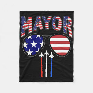 Patriotic Mayor 4th Of July Usa American Flag Fleece Blanket