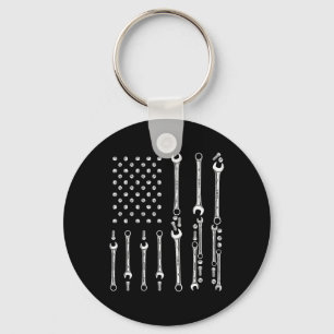 Patriotic Mechanic Tools Independence Day Usa Flag Key Ring