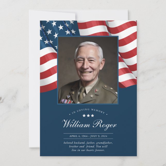 Patriotic Memorial Card Prayer Card (Front)