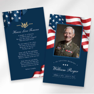 Patriotic Memorial Card Prayer Card