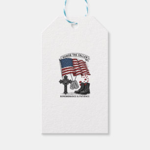 Patriotic Memorial Cross Boots Poppy Flag Shirt_1 Gift Tags