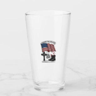 Patriotic Memorial Cross Boots Poppy Flag Shirt_1 Glass