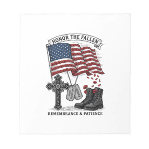 Patriotic Memorial Cross Boots Poppy Flag Shirt_1 Notepad