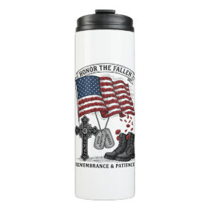 Patriotic Memorial Cross Boots Poppy Flag Shirt_1 Thermal Tumbler