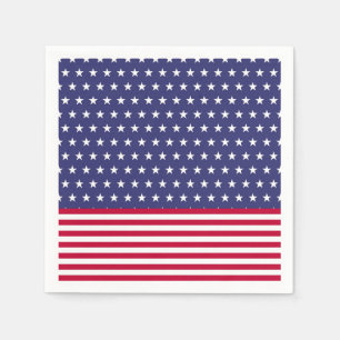 Patriotic Memorial Day American Flag Stars Stripes Napkin