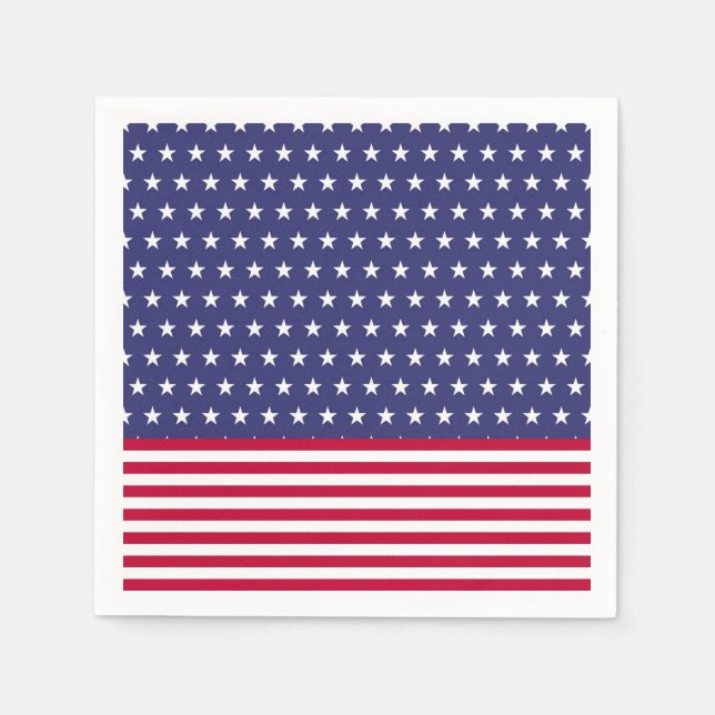 Patriotic Memorial Day American Flag Stars Stripes Napkin (Front)