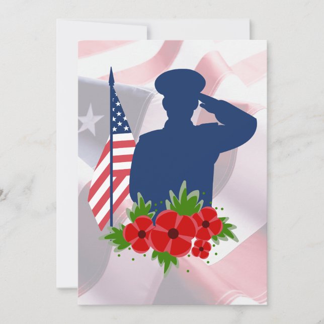 Patriotic Memorial Day American Soldier Salute  Holiday Card (Front)