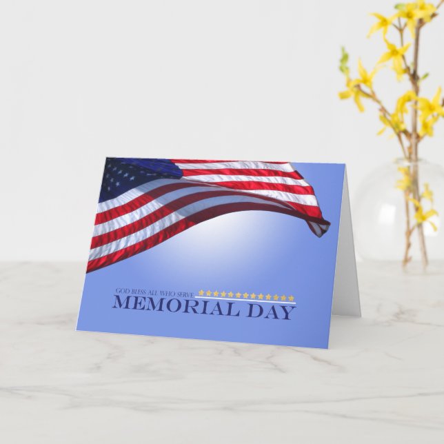 Patriotic Memorial Day Card God Bless America (Yellow Flower)
