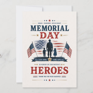 Patriotic Memorial Day Honour Fallen Heroes Thank You Card