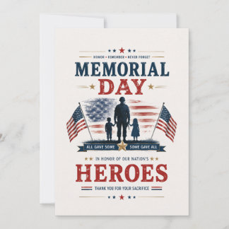 Patriotic Memorial Day Honour Fallen Heroes Thank You Card
