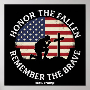 Patriotic Memorial Day Honour The Fallen Kneeling Poster