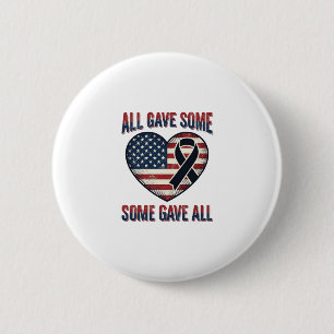 Patriotic Memorial Heart Ribbon Veteran Shirt Desi 6 Cm Round Badge