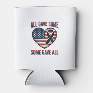 Patriotic Memorial Heart Ribbon Veteran Shirt Desi Can Cooler