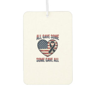 Patriotic Memorial Heart Ribbon Veteran Shirt Desi Car Air Freshener