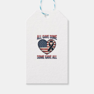 Patriotic Memorial Heart Ribbon Veteran Shirt Desi Gift Tags