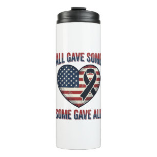 Patriotic Memorial Heart Ribbon Veteran Shirt Desi Thermal Tumbler