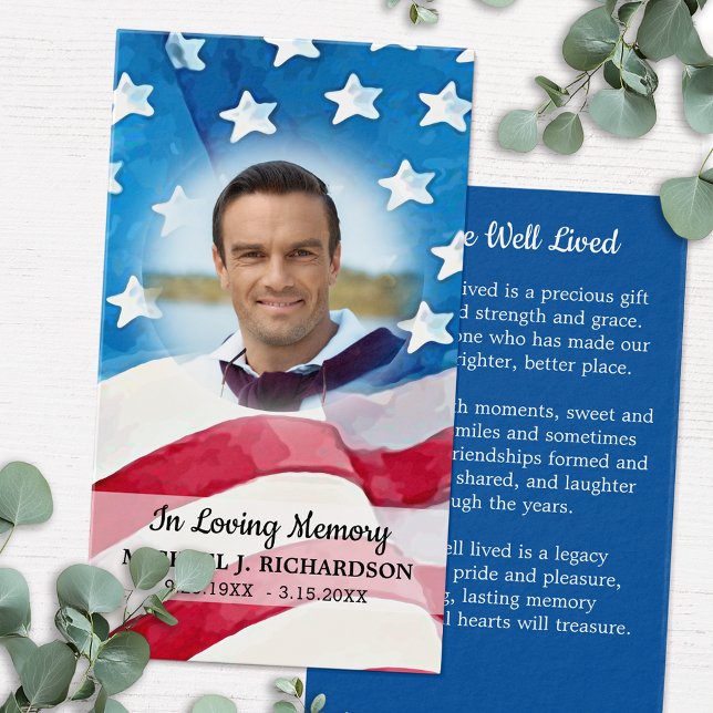 Patriotic Memorial In Loving Memory Prayer Card (Creator Uploaded)