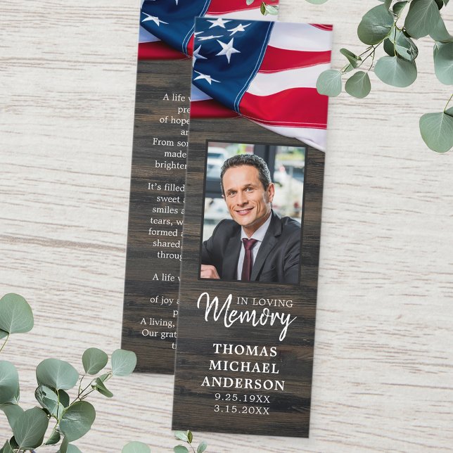 Patriotic Memorial Prayer Bookmark Funeral Card (Creator Uploaded)
