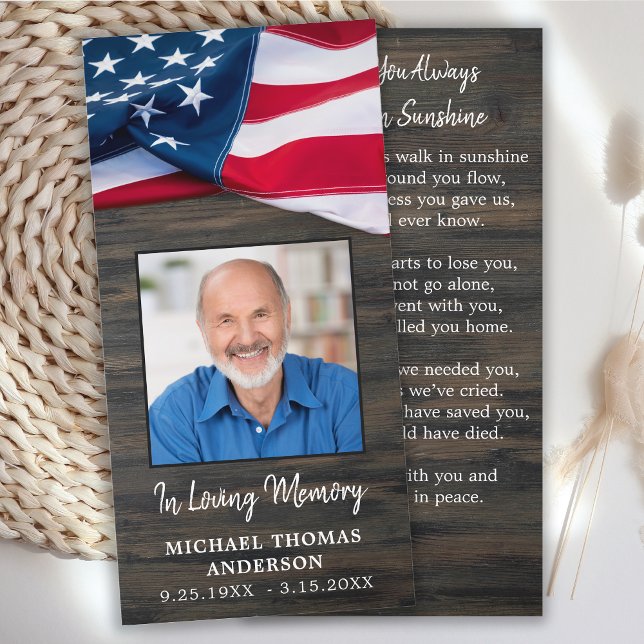 Patriotic Memorial US Flag Funeral Prayer Bookmark (Creator Uploaded)