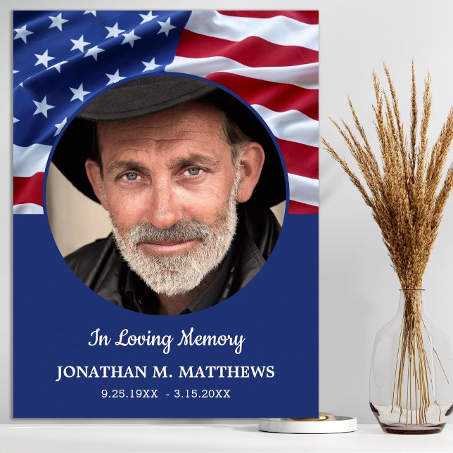 Patriotic Memorial USA American Flag Photo Funeral Poster (Creator Uploaded)