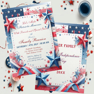 Patriotic Memories Family Union Stars and Stripes Invitation