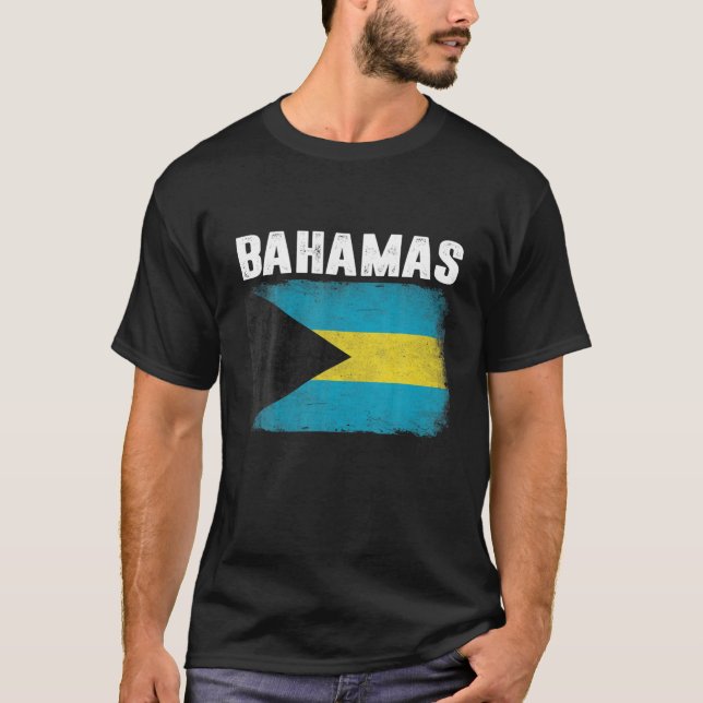 Patriotic Men Women Kids Distressed Bahamas Flag T-Shirt (Front)