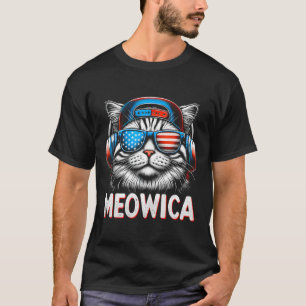 Patriotic Meowica 4th Of July Cat American Flag Us T-Shirt