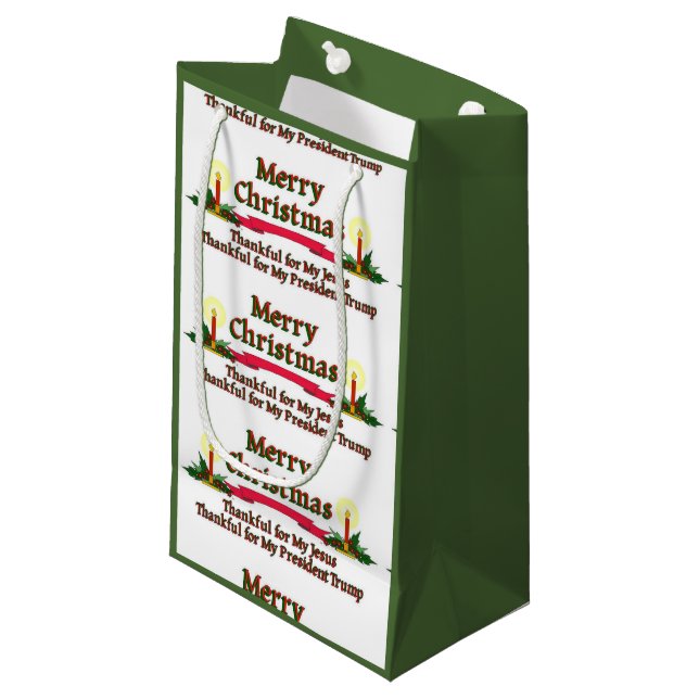 Patriotic Merry Christmas Small Gift Bag (Front Angled)