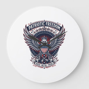 Patriotic Metal Wings Patriot Music Rock Metal Pat Large Clock
