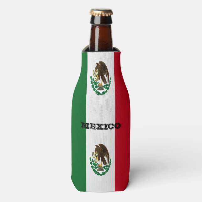 Patriotic Mexico flag Bottle Cooler (Bottle Front)