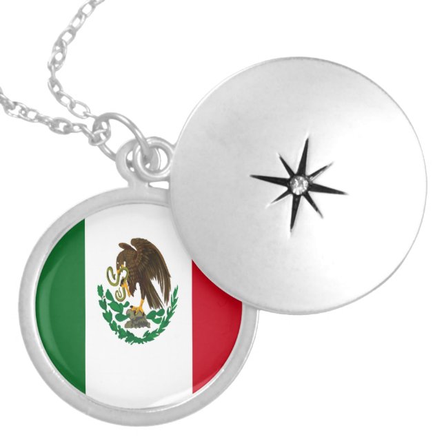 Patriotic Mexico flag Locket Necklace (Front)