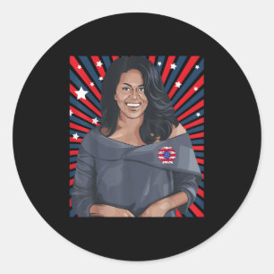Patriotic Michelle Obama Women History Month Love  Classic Round Sticker