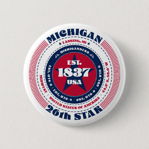 Patriotic Michigan Circle with State Details 6 Cm Round Badge