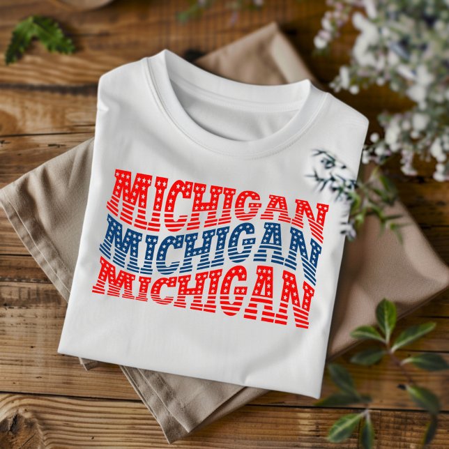 Patriotic Michigan Red and Blue Boho T-Shirt  (Creator Uploaded)