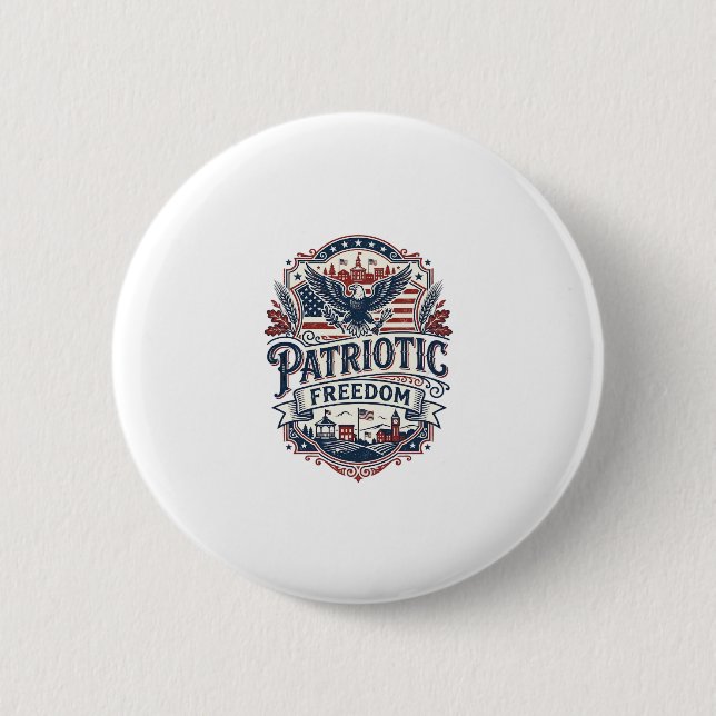 Patriotic Midwest Small Town Pride Vector Graphic  6 Cm Round Badge (Front)