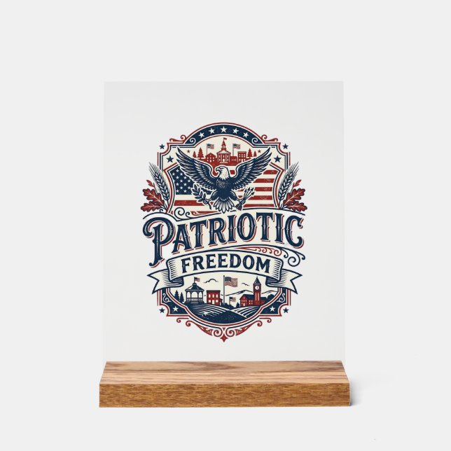 Patriotic Midwest Small Town Pride Vector Graphic  Acrylic Sign (Front)