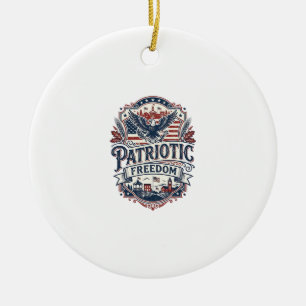 Patriotic Midwest Small Town Pride Vector Graphic Ceramic Tree Decoration