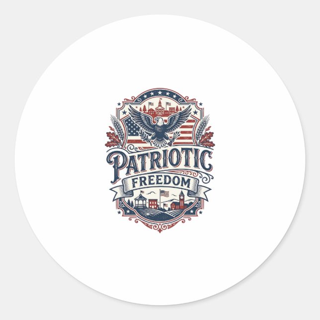 Patriotic Midwest Small Town Pride Vector Graphic  Classic Round Sticker (Front)