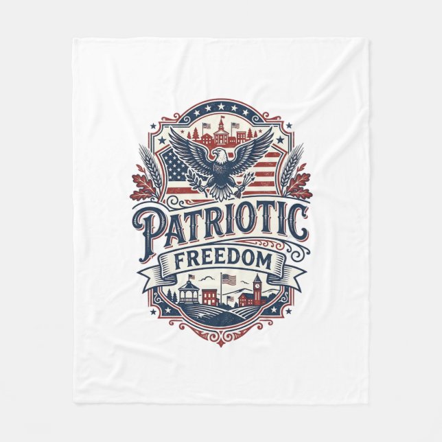 Patriotic Midwest Small Town Pride Vector Graphic  Fleece Blanket (Front)