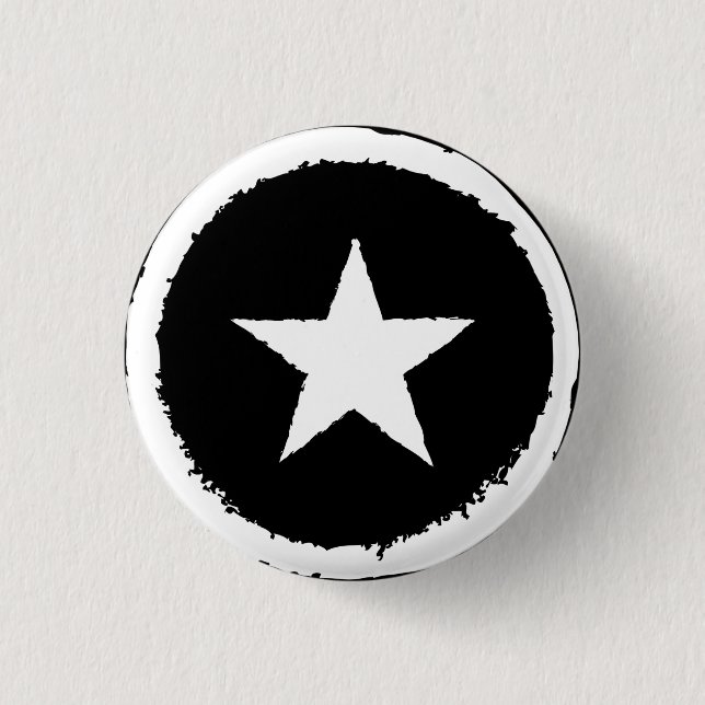 Patriotic Military Army War White Star Symbol Sign 3 Cm Round Badge (Front)