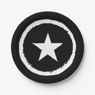 Patriotic Military Army War White Star Symbol Sign Paper Plate