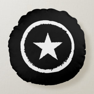 Patriotic Military Army War White Star Symbol Sign Round Cushion
