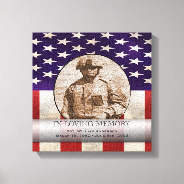 Patriotic Military Custom Personalised Memorial Canvas Print (Front)